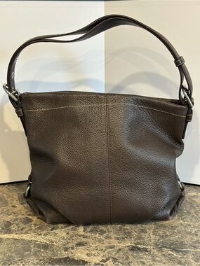 Coach Leather Hobo Shoulder Bag - Dark Brown
